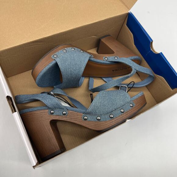 Arizona Jean Co Womens Heather Heeled Sandals Blue Denim Size 7.5M - Picture 16 of 16